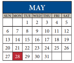 District School Academic Calendar for Travis Co J J A E P for May 2018