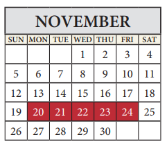 District School Academic Calendar for Timmerman Elementary for November 2017