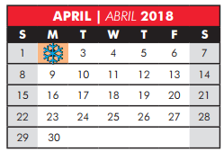 District School Academic Calendar for David Mccall Elementary for April 2018