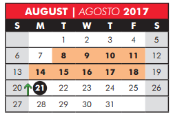 District School Academic Calendar for David Mccall Elementary for August 2017