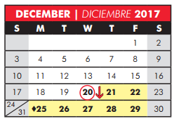 District School Academic Calendar for Plano West Senior High School for December 2017