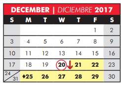 District School Academic Calendar for David Mccall Elementary for December 2017