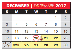 District School Academic Calendar for Clark High School for December 2017