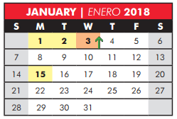 District School Academic Calendar for David Mccall Elementary for January 2018