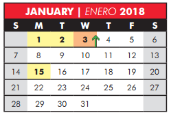 District School Academic Calendar for Robinson Middle for January 2018