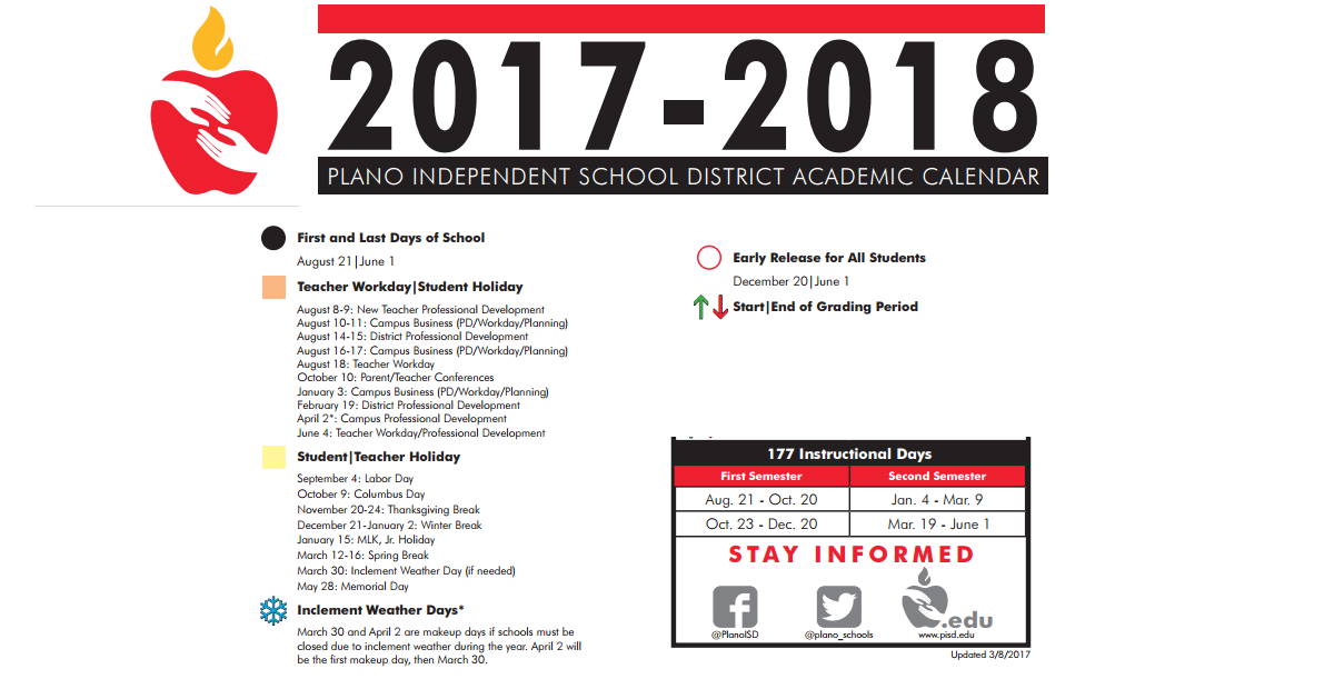 District School Academic Calendar Key for Night School