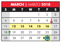 District School Academic Calendar for Dr Holifield Sci Lrn Ctr for March 2018