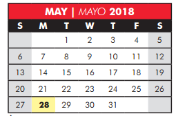 District School Academic Calendar for David Mccall Elementary for May 2018