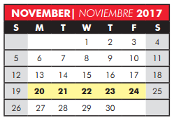 District School Academic Calendar for Bowman Middle for November 2017