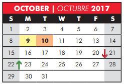 District School Academic Calendar for New Middle School for October 2017