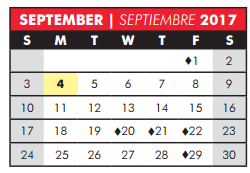 District School Academic Calendar for Hightower Elementary School for September 2017