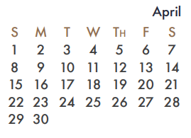 District School Academic Calendar for Virginia Reinhardt Elementary for April 2018