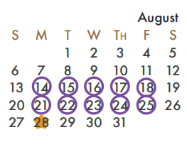 District School Academic Calendar for Virginia Reinhardt Elementary for August 2017