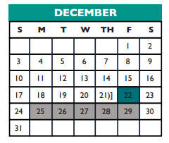 District School Academic Calendar for Canyon Vista Middle for December 2017