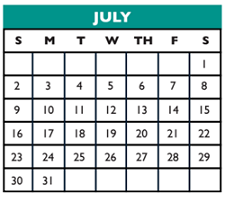 District School Academic Calendar for Cedar Valley Middle for July 2017