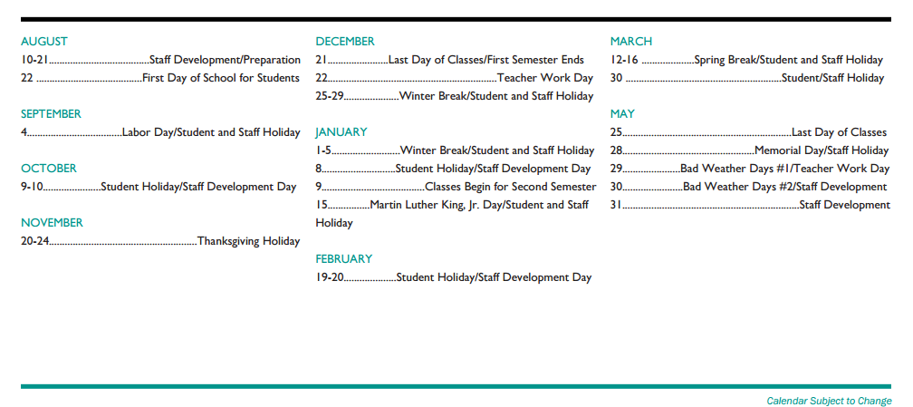 District School Academic Calendar Key for Hopewell Middle