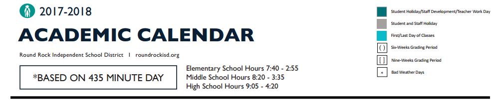 District School Academic Calendar for Williamson Co J J A E P