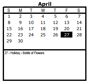 District School Academic Calendar for Brackenridge High School for April 2018