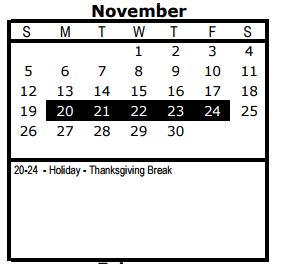 District School Academic Calendar for Charles Graebner Elementary School for November 2017