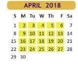 District School Academic Calendar for Hester Juvenile Detent for April 2018
