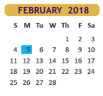 District School Academic Calendar for Cameron Co J J A E P for February 2018