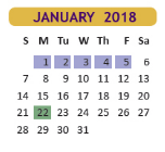 District School Academic Calendar for Positive Redirection Ctr for January 2018