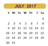 District School Academic Calendar for Fred Booth for July 2017
