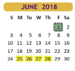 District School Academic Calendar for Cash Elementary for June 2018