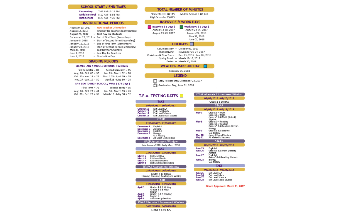 District School Academic Calendar Key for Fred Booth