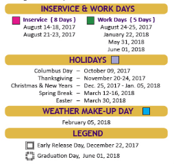 District School Academic Calendar Legend for La Paloma Elementary