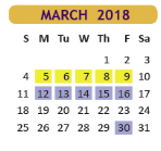 District School Academic Calendar for Hester Juvenile Detent for March 2018