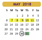 District School Academic Calendar for Judge Oscar De La Fuente Elementary for May 2018