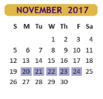 District School Academic Calendar for Hester Juvenile Detent for November 2017