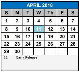 District School Academic Calendar for Barbara Jordan Int for April 2018