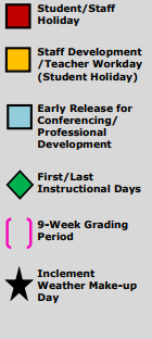 District School Academic Calendar Legend for Schlather Intermediate School
