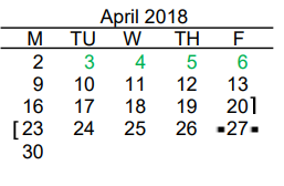 District School Academic Calendar for B L Gray Junior High for April 2018