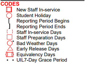 District School Academic Calendar Legend for Beto House