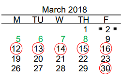 District School Academic Calendar for B L Gray Junior High for March 2018