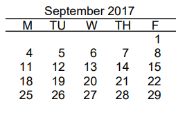 District School Academic Calendar for Beto House for September 2017
