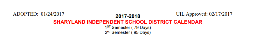 District School Academic Calendar for Elementary Aep