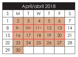 District School Academic Calendar for Capt Walter E Clarke Middle for April 2018