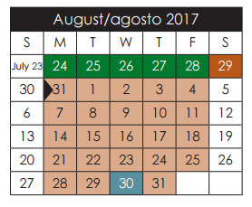 District School Academic Calendar for Campestre Elementary for August 2017