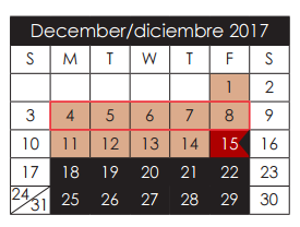 District School Academic Calendar for Bill Sybert School for December 2017