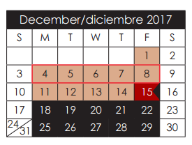 District School Academic Calendar for Salvador Sanchez Middle for December 2017