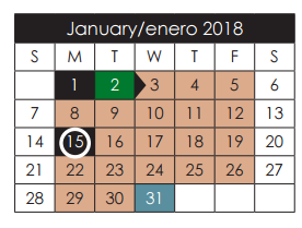 District School Academic Calendar for Campestre Elementary for January 2018