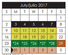 District School Academic Calendar for Elfida Chavez Elementary for July 2017