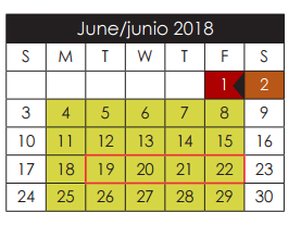 District School Academic Calendar for Capt Walter E Clarke Middle for June 2018