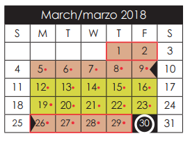 District School Academic Calendar for H D Hilley Elementary for March 2018