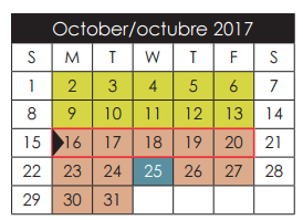 District School Academic Calendar for Bill Sybert School for October 2017