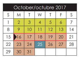 District School Academic Calendar for Hueco Elementary for October 2017